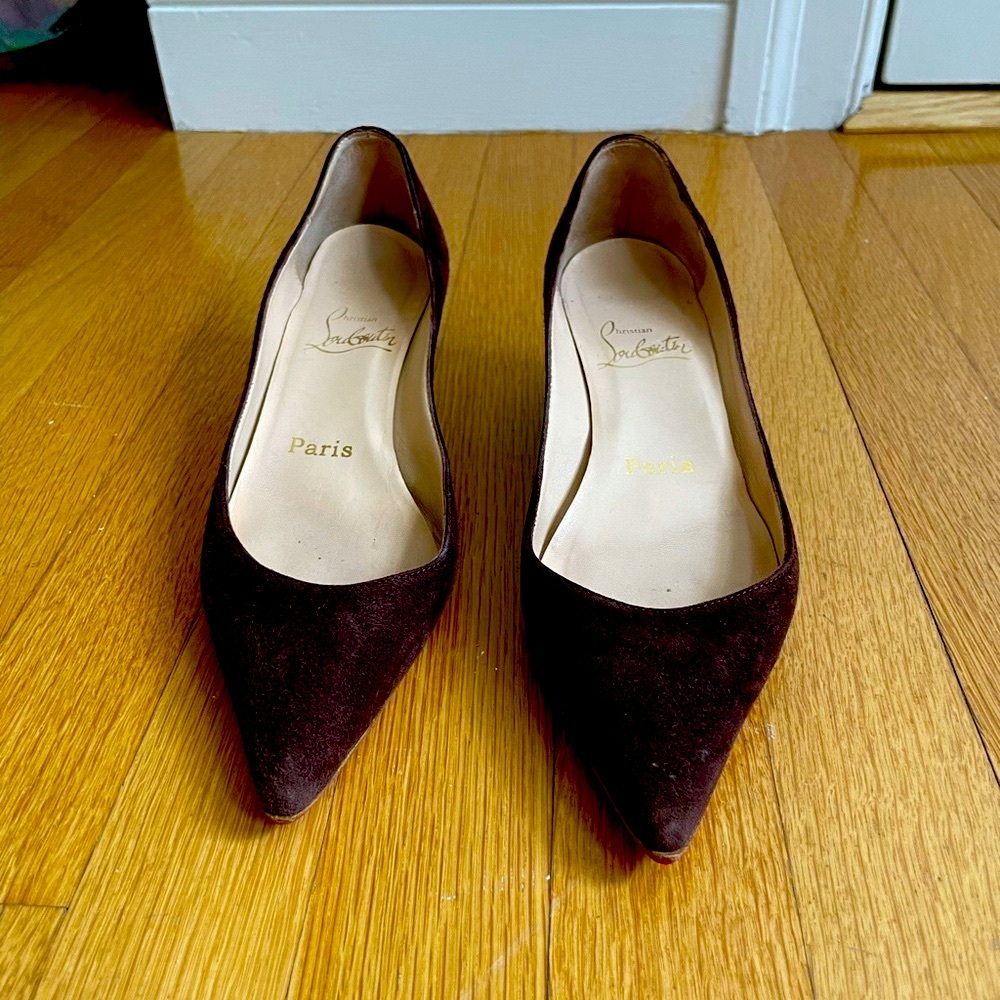 Christian Louboutins suede brown flats size 36